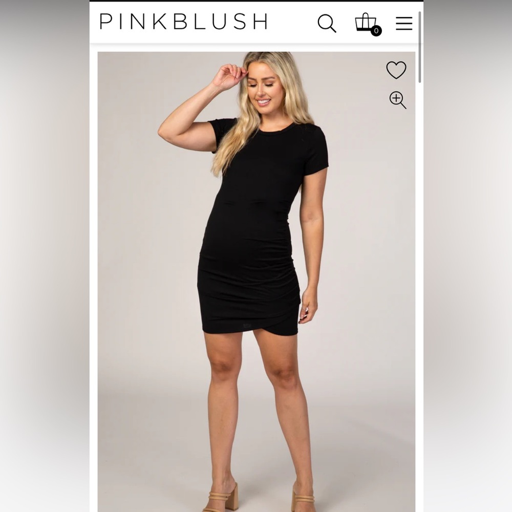 Pink Blush Black Wrap Maternity T Shirt Dress
